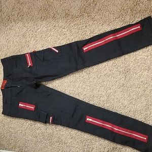 Black and red zipper skinny jeans by Tripp NYC